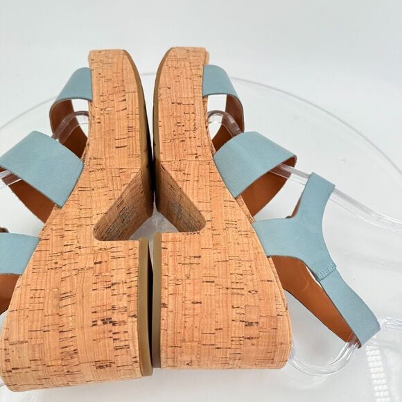 Kork-Ease Womens Tish Sandals Platform Block Heel Blue Leather Slingback 10 M - Picture 11 of 15